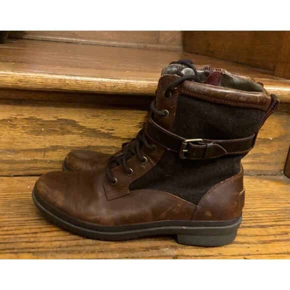UGG Women's Kesey Chestnut Brown Leather Waterproof Boots 1005264 Women’s 8 - Picture 3 of 9